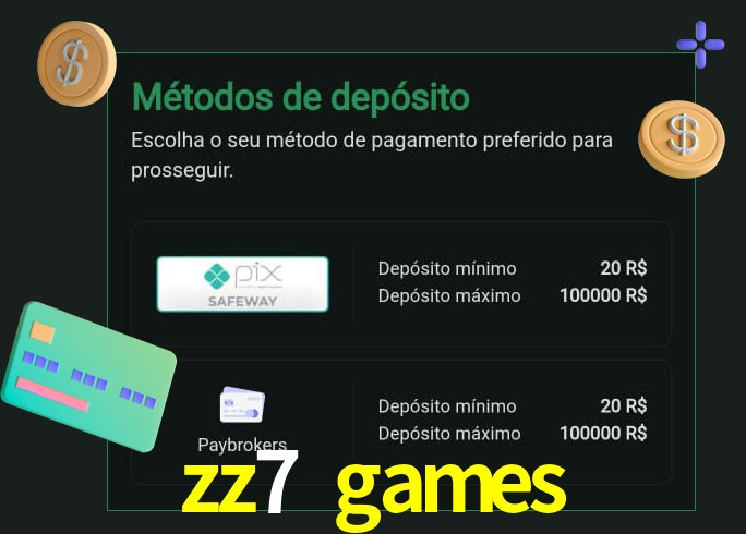 O cassino zz7 games oferece uma grande variedade de métodos de pagamento